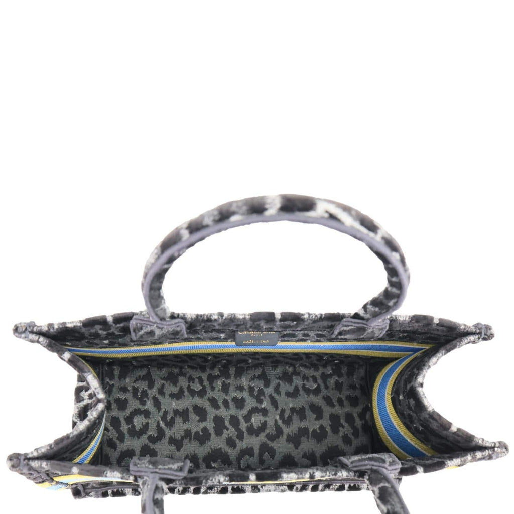 CHRISTIAN DIOR Book Medium Leopard Mizza Embroidered Tote Bag Black