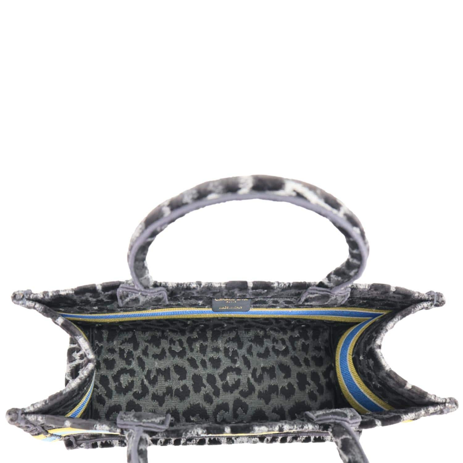CHRISTIAN DIOR Book Medium Leopard Mizza Embroidered Tote Bag Black