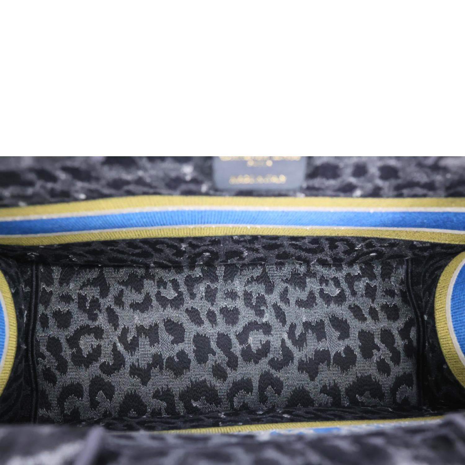 CHRISTIAN DIOR Book Medium Leopard Mizza Embroidered Tote Bag Black
