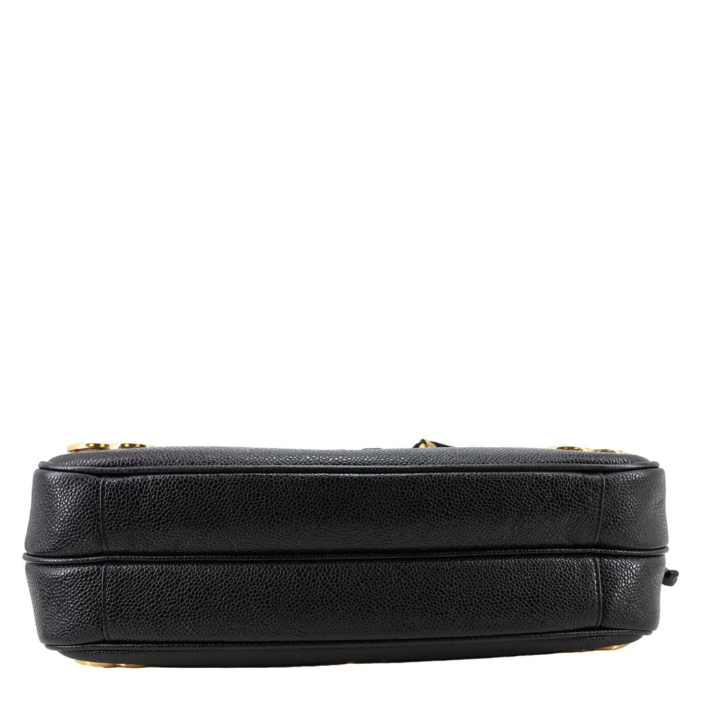 CHANEL Triple CC Lambskin Caviar Leather Shoulder Bag Black