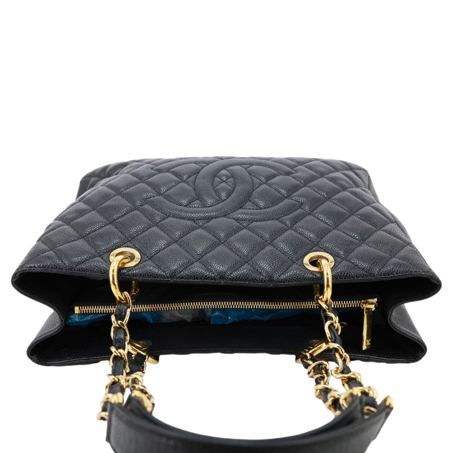 CHANEL Grand Shopping Quilted Caviar Leather Tote Bag Black