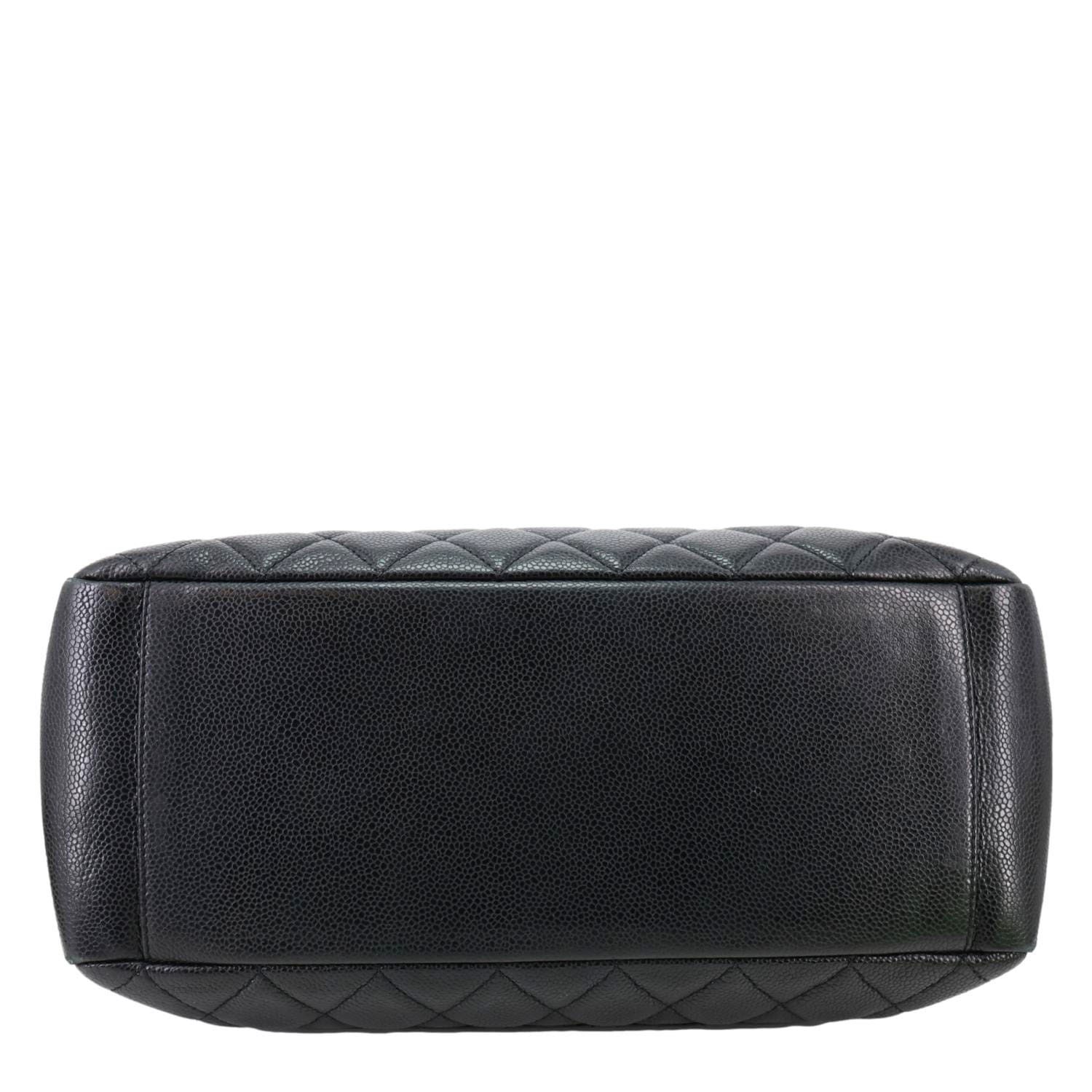 CHANEL Grand Shopping Quilted Caviar Leather Tote Bag Black