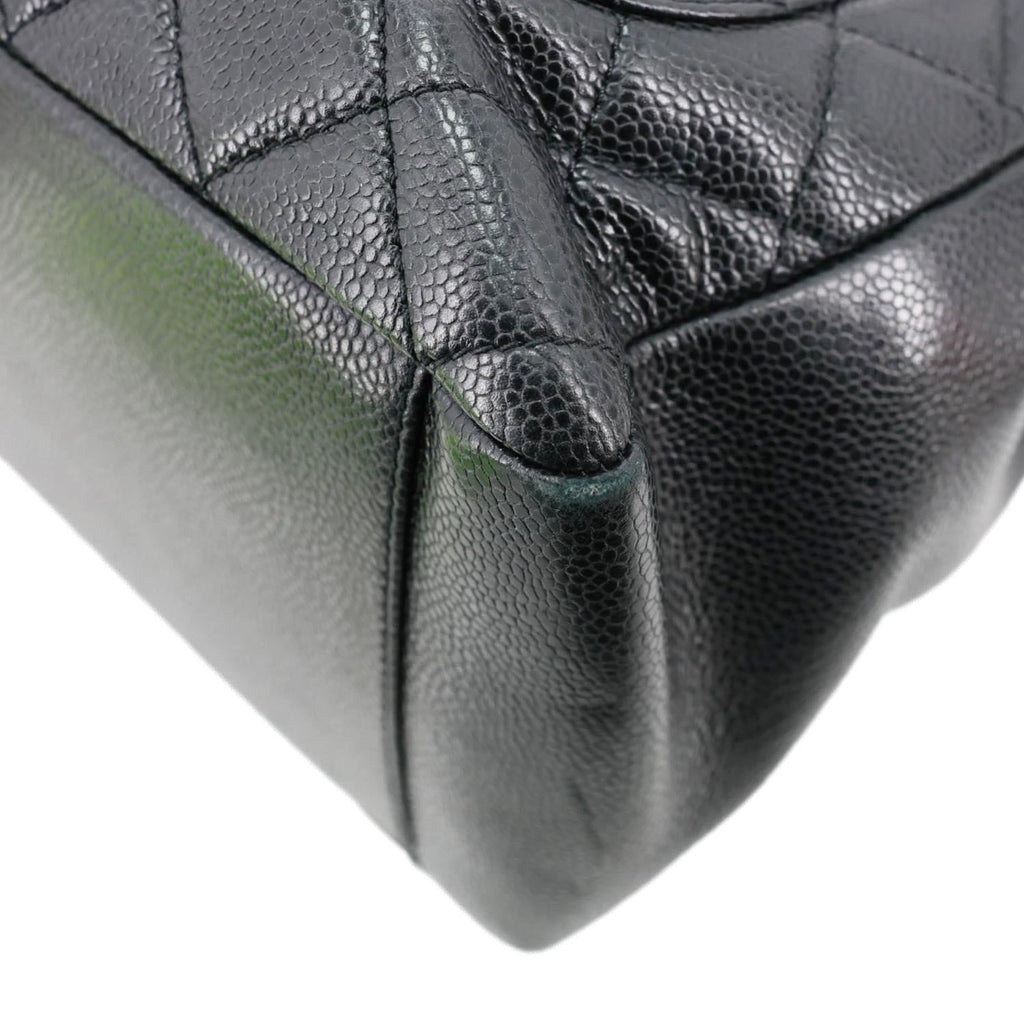 CHANEL Grand Shopping Quilted Caviar Leather Tote Bag Black
