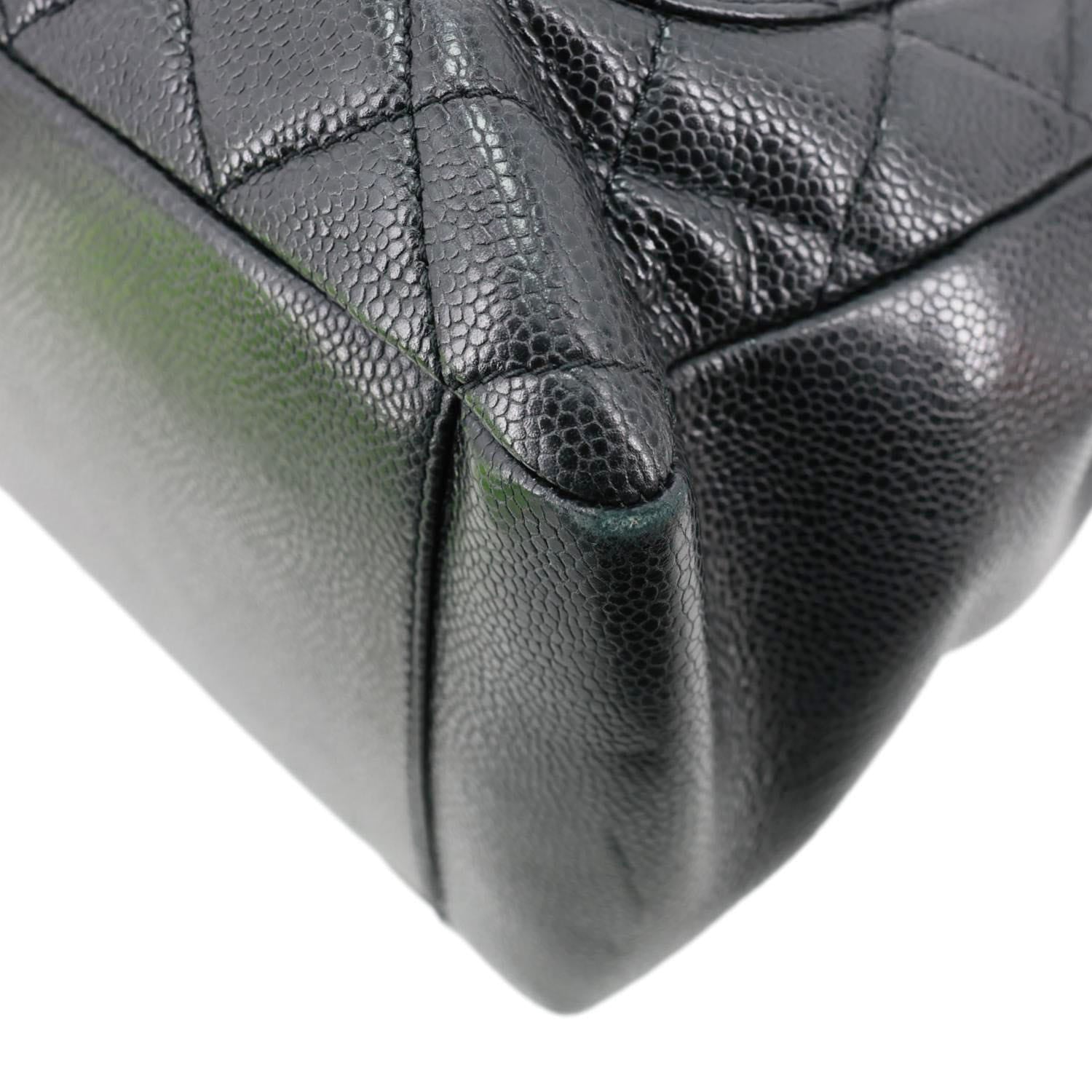 CHANEL Grand Shopping Quilted Caviar Leather Tote Bag Black
