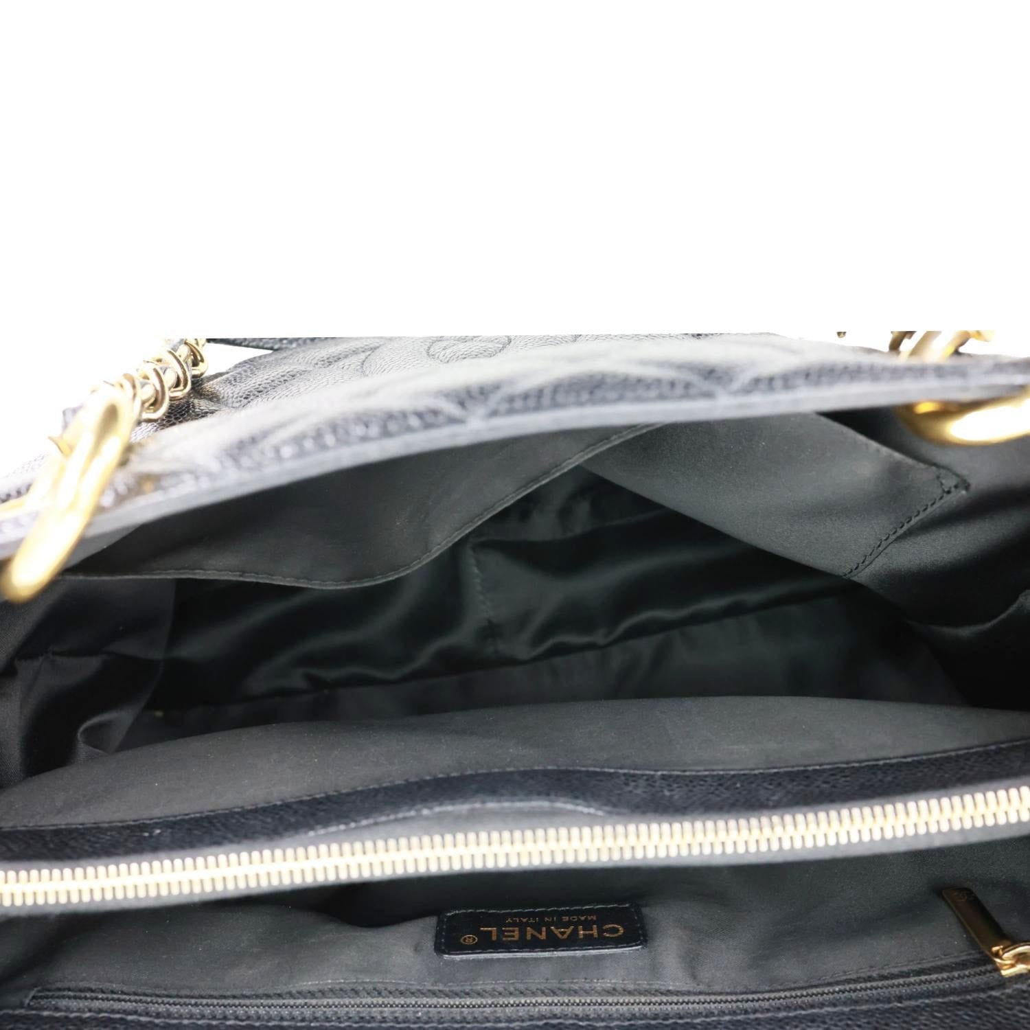 CHANEL Grand Shopping Quilted Caviar Leather Tote Bag Black