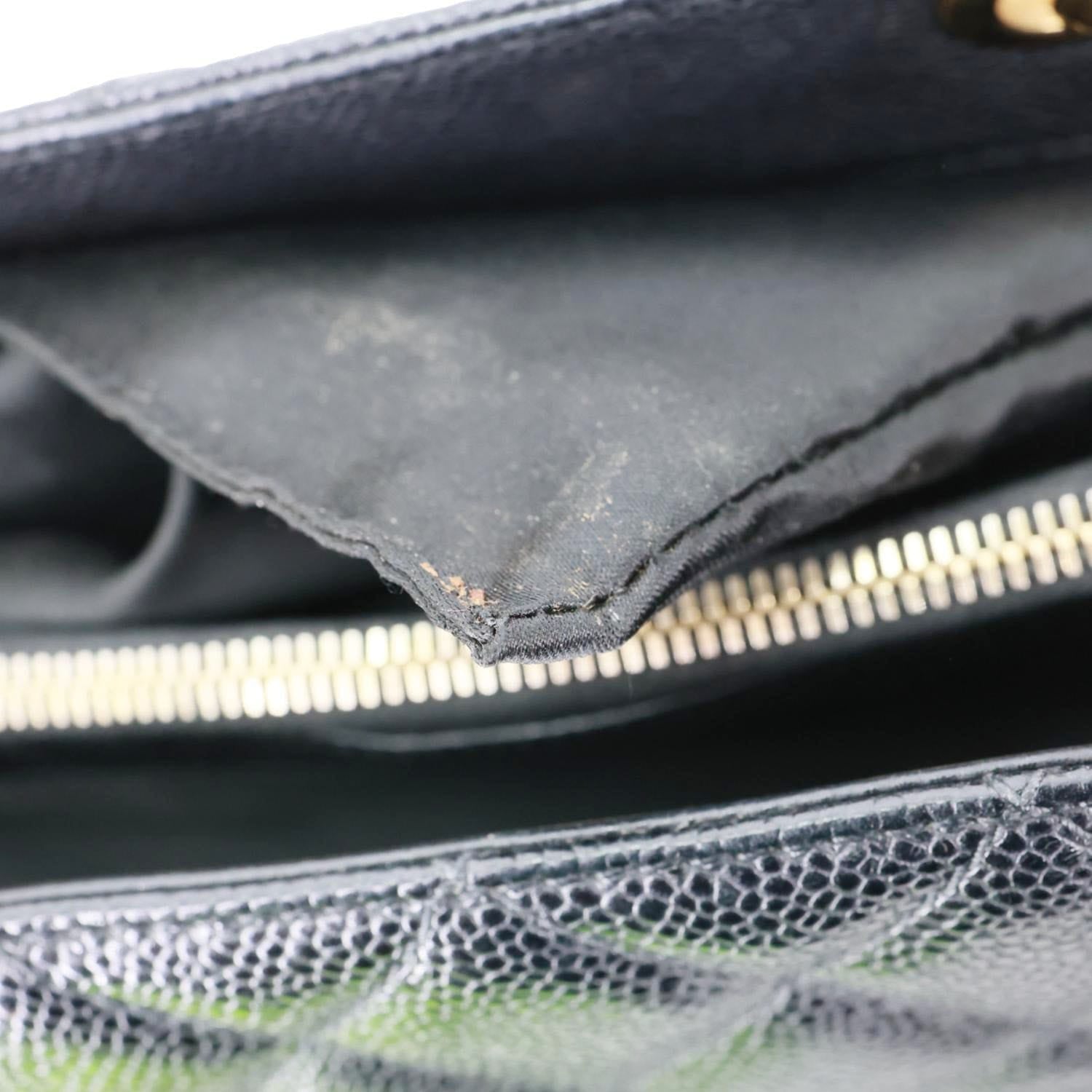 CHANEL Grand Shopping Quilted Caviar Leather Tote Bag Black