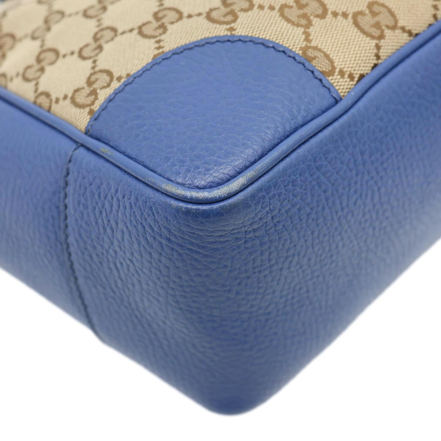 GUCCI Small Bree GG Canvas Leather Tote Crossbody Bag Blue 449241