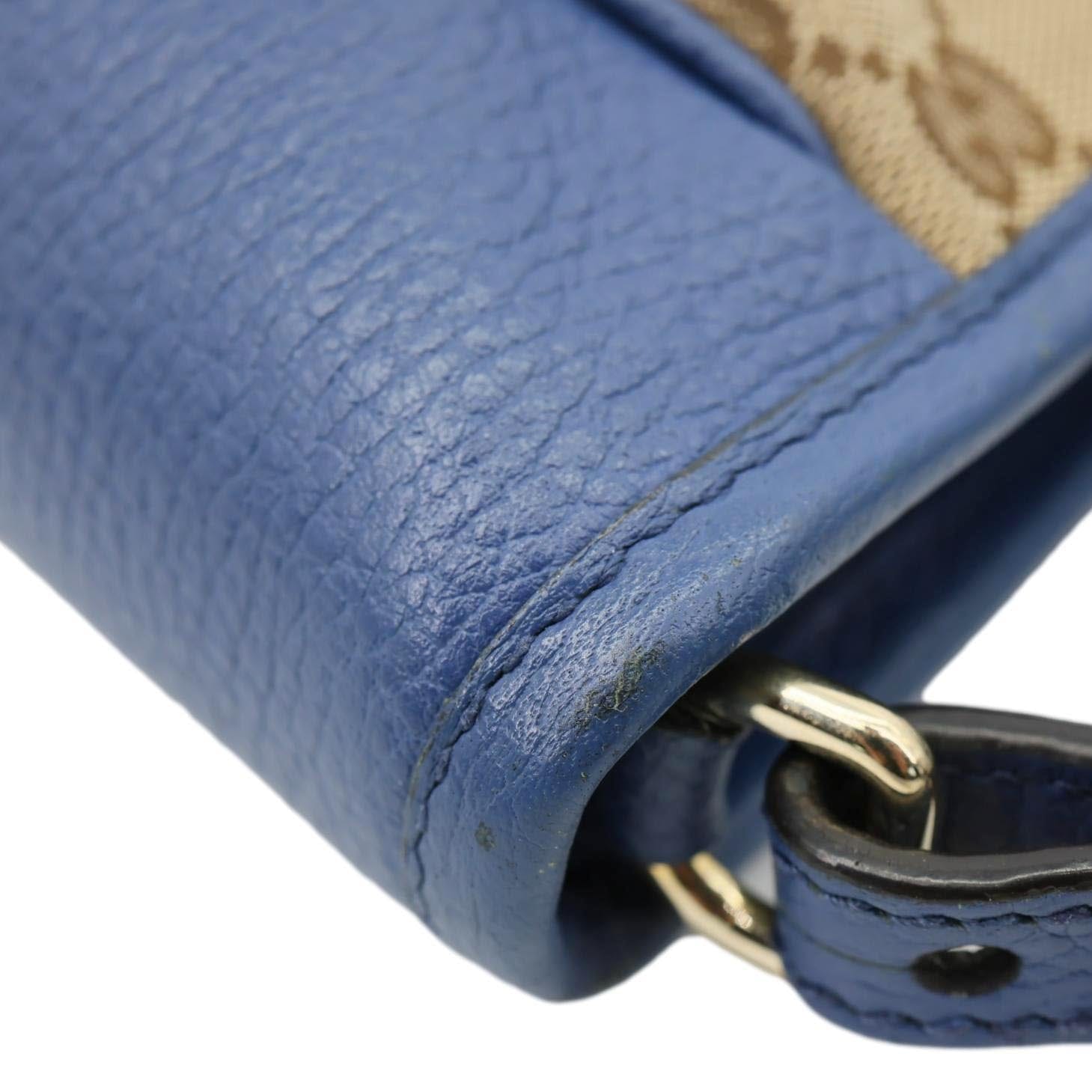 GUCCI Small Bree GG Canvas Leather Tote Crossbody Bag Blue 449241