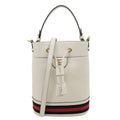 GUCCI GG Ophidia Leather Bucket Crossbody Bag Off White 610846