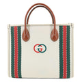 GUCCI Interlocking GG Canvas Web Satchel Bag White 701737