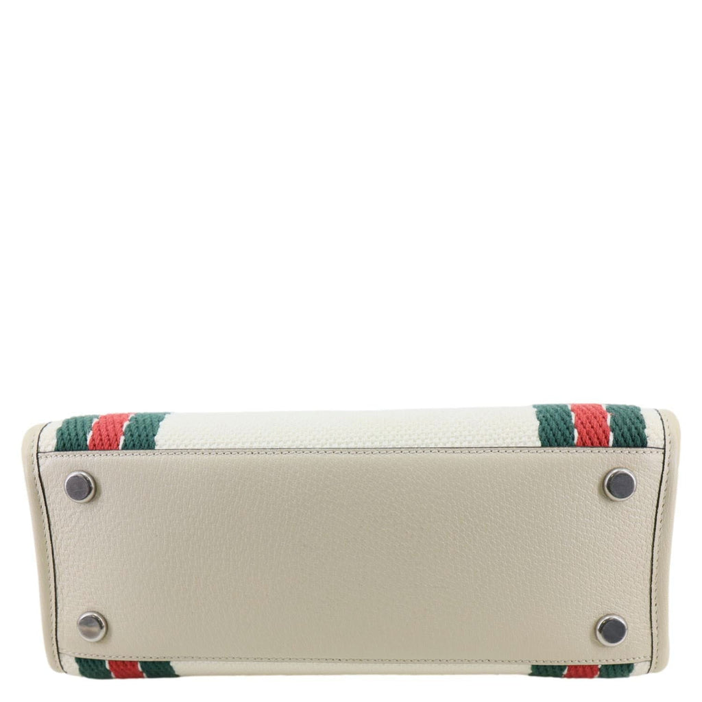 GUCCI Interlocking GG Canvas Web Satchel Bag White 701737