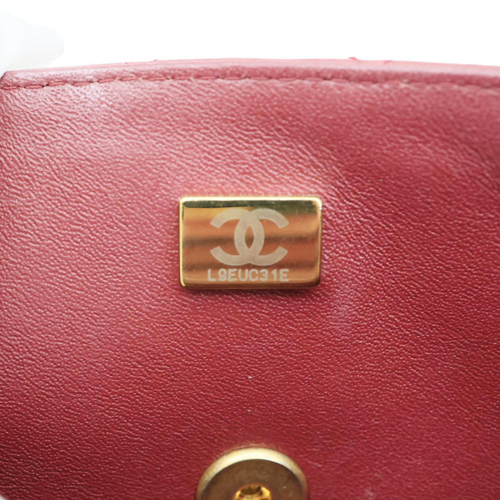 CHANEL Classic Rectangular Flap Mini Quilted Leather Top Handle Crossbody Bag Red