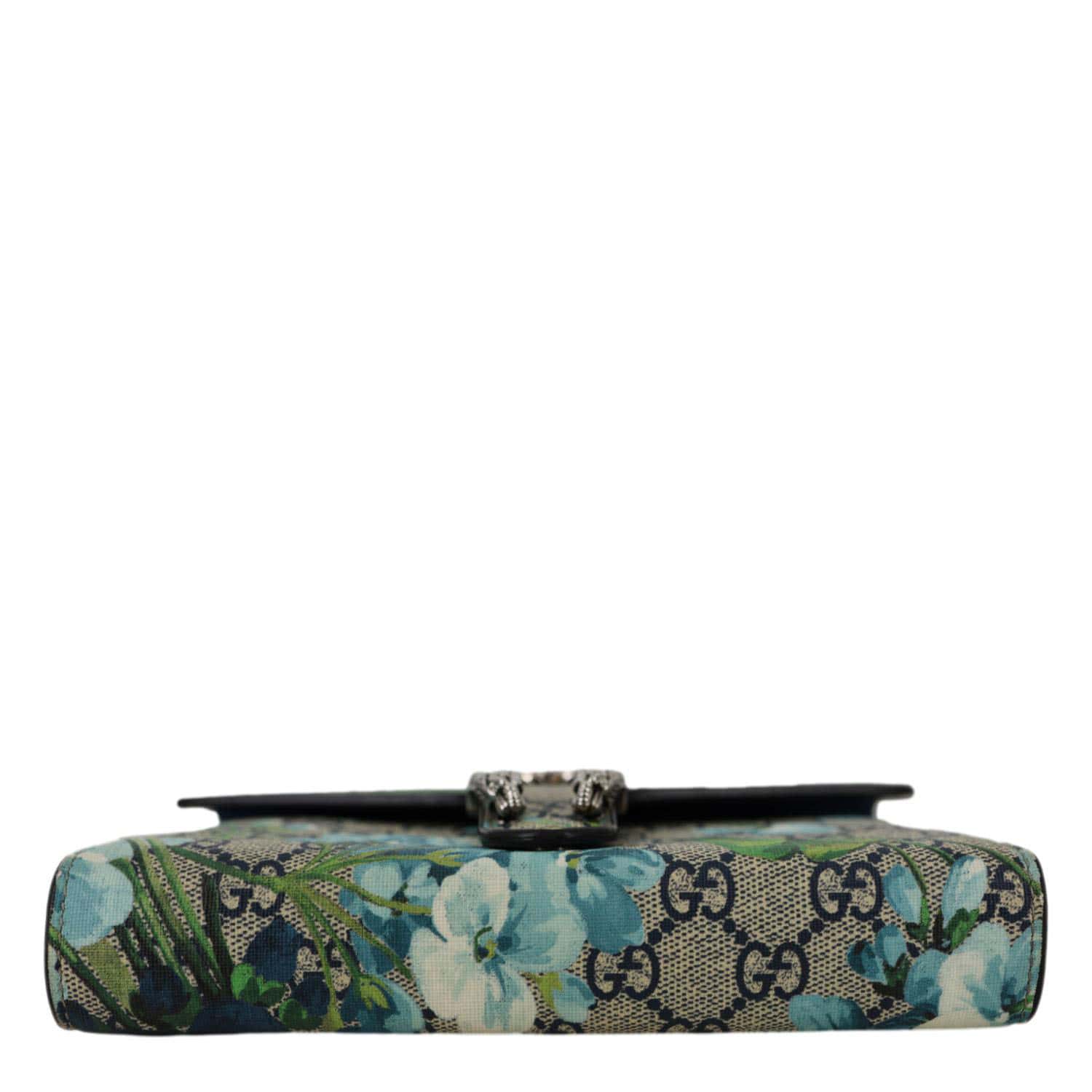 GUCCI Dionysus Blooms GG Supreme Crossbody Chain Wallet Blue 401231