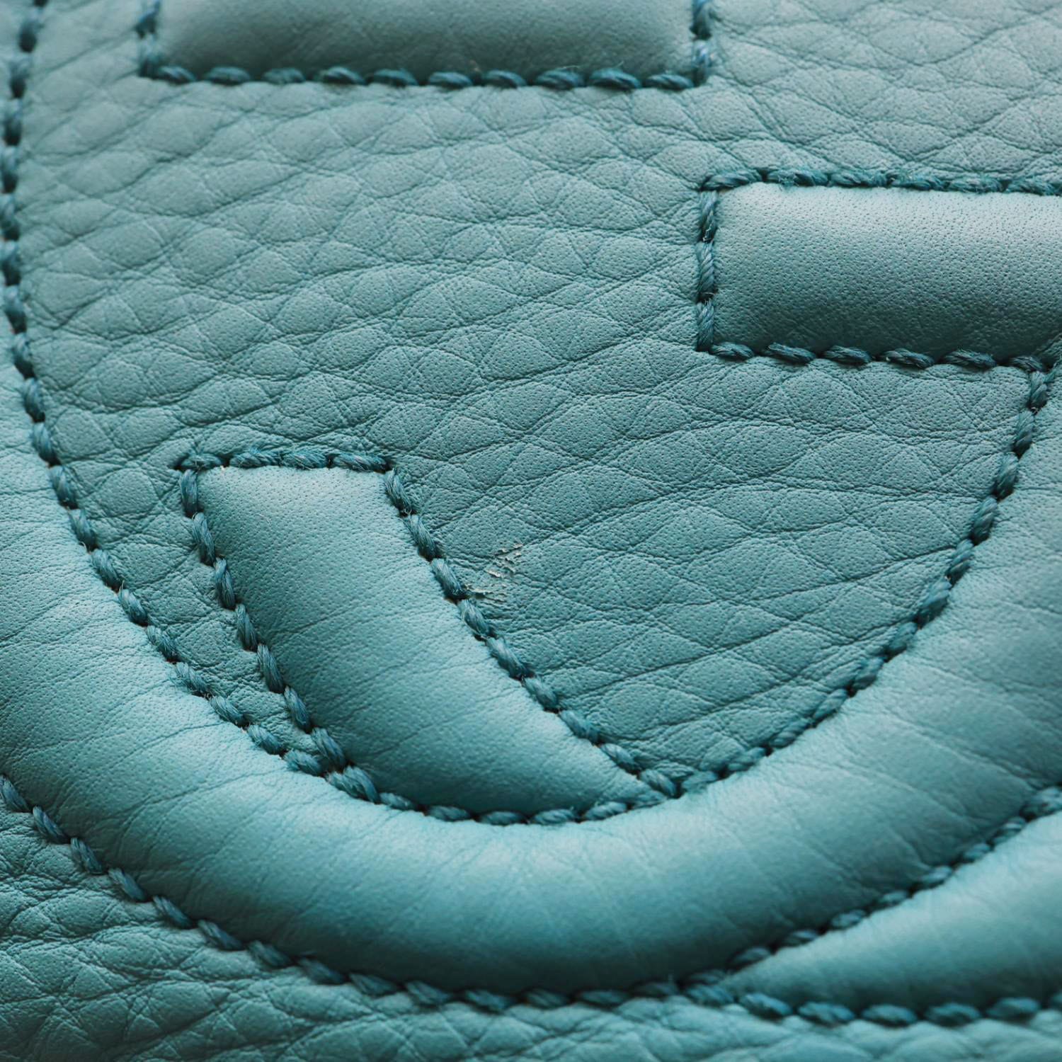 GUCCI Soho Disco Leather Camera Crossbody Bag Teal 308364
