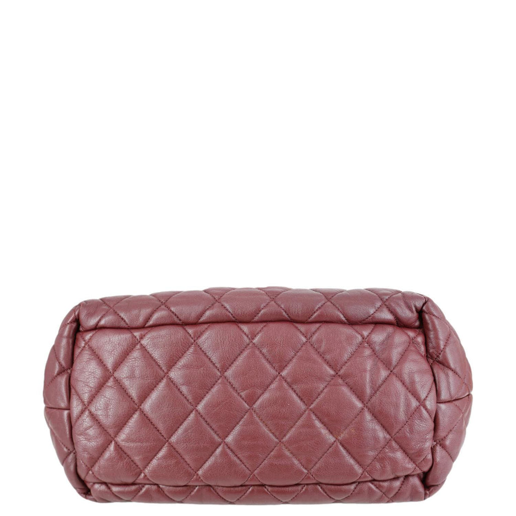 CHANEL Coco Cocoon Reversible Quilted Nylon Tote Bag Burgundy