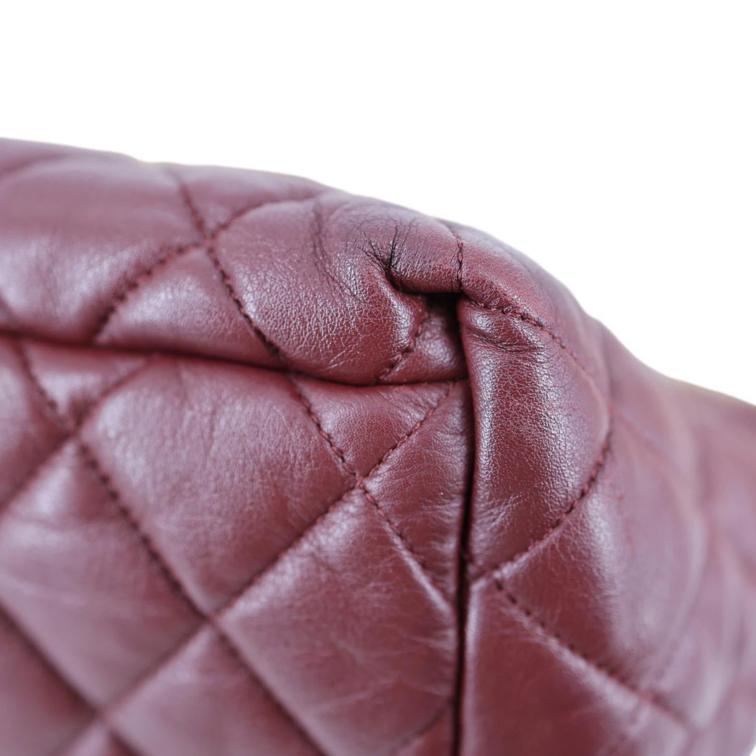 CHANEL Coco Cocoon Reversible Quilted Nylon Tote Bag Burgundy