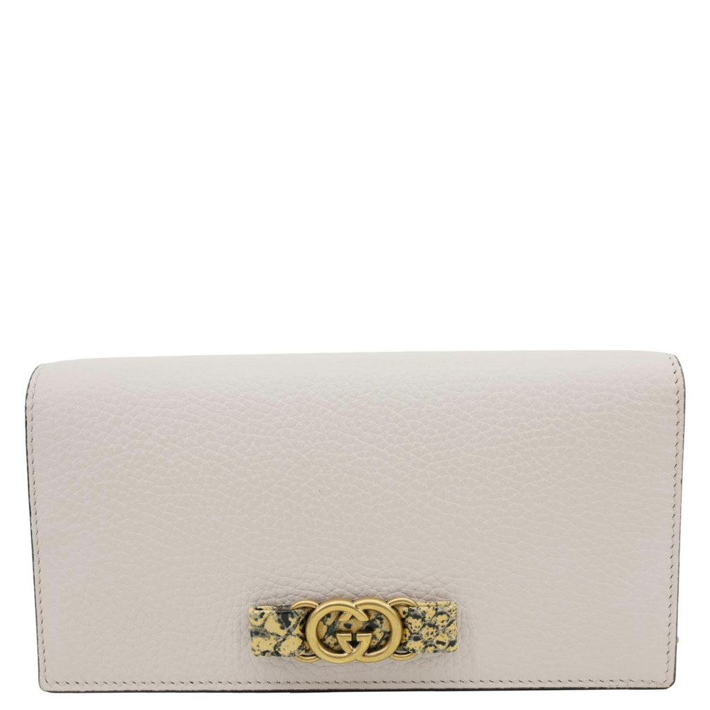 GUCCI Interlocking G Leather Chain Wallet Beige 746056