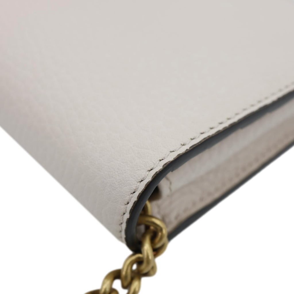 GUCCI Interlocking G Leather Chain Wallet Beige 746056