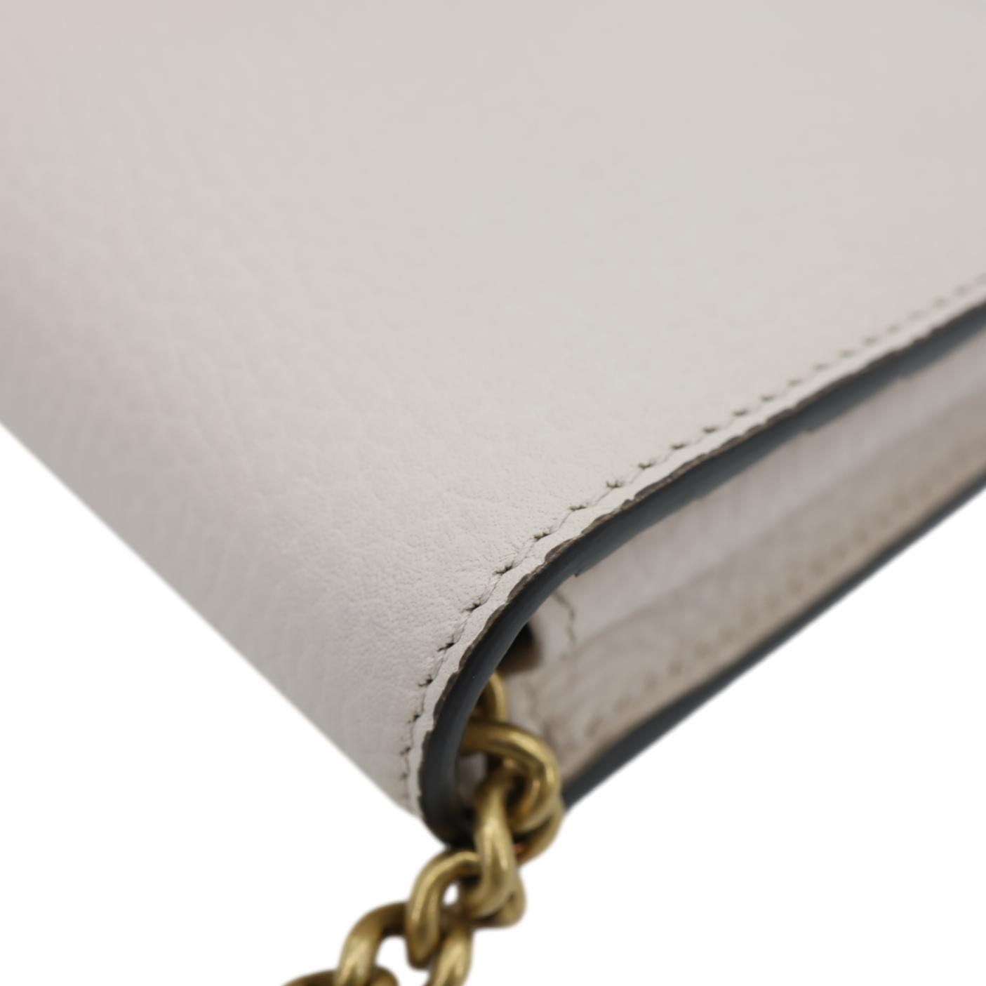 GUCCI Interlocking G Leather Chain Wallet Beige 746056