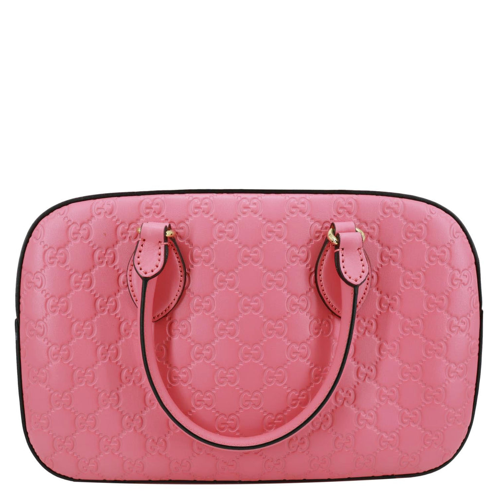 GUCCI GG Signature Leather Boston Bag Pink 428225