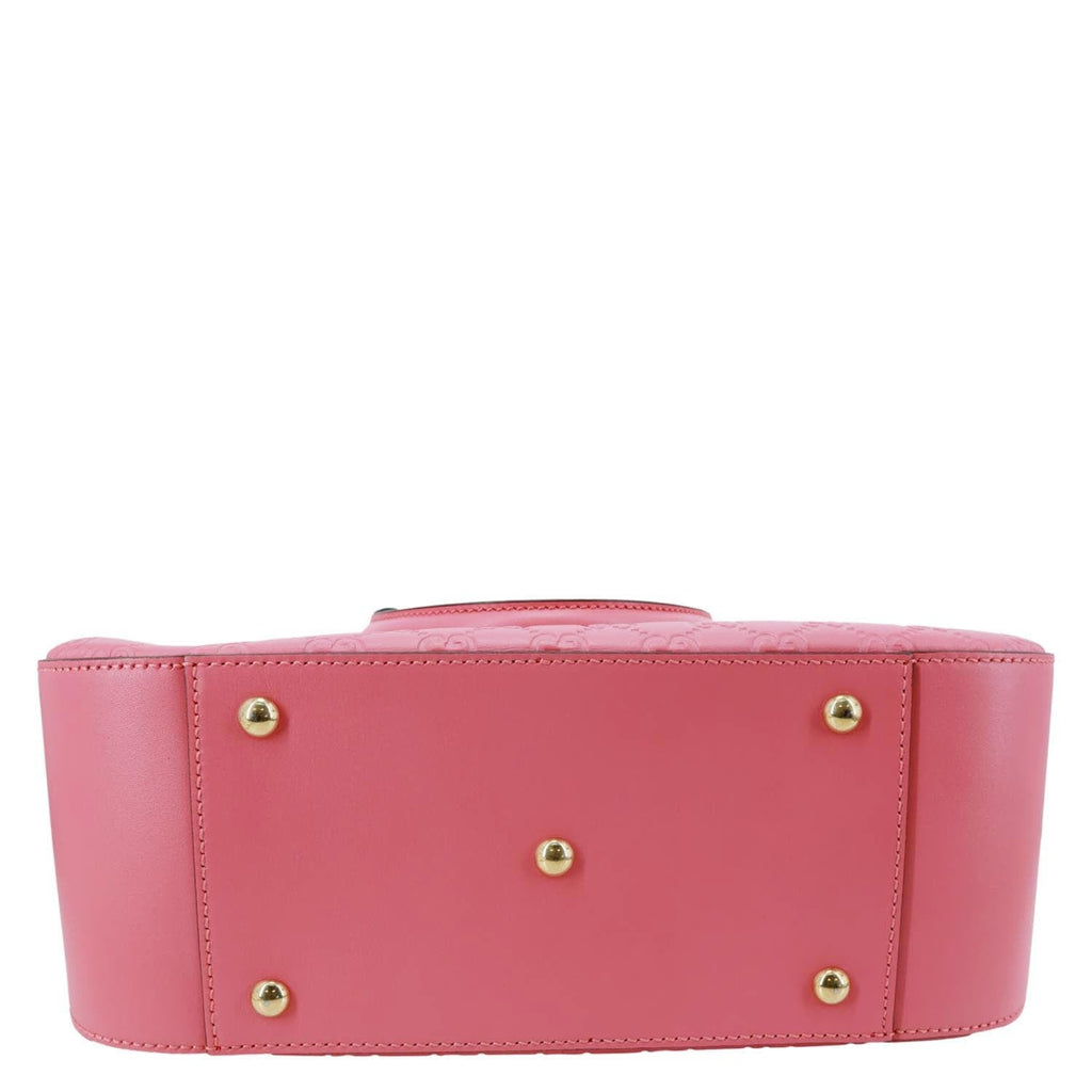 GUCCI GG Signature Leather Boston Bag Pink 428225