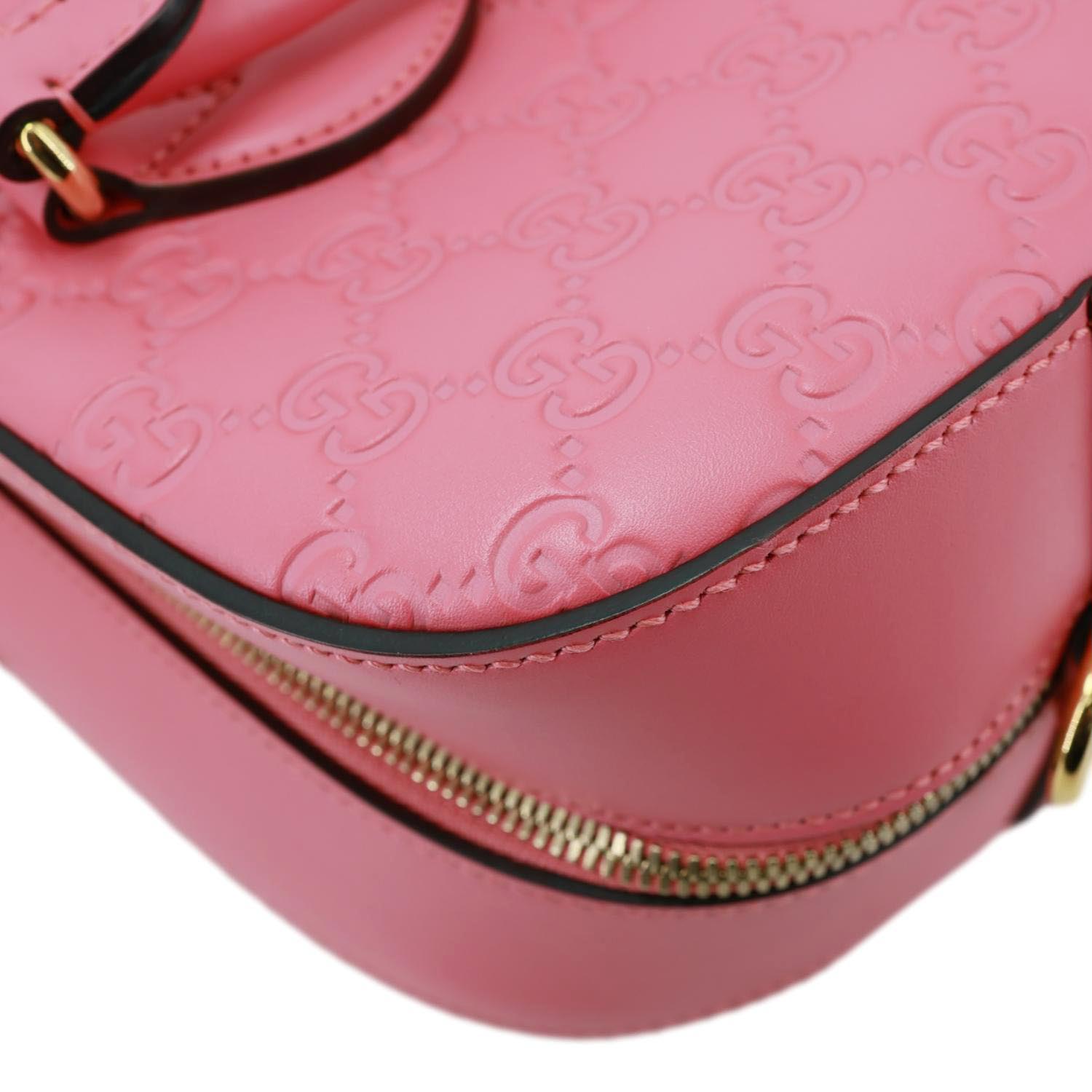 GUCCI GG Signature Leather Boston Bag Pink 428225