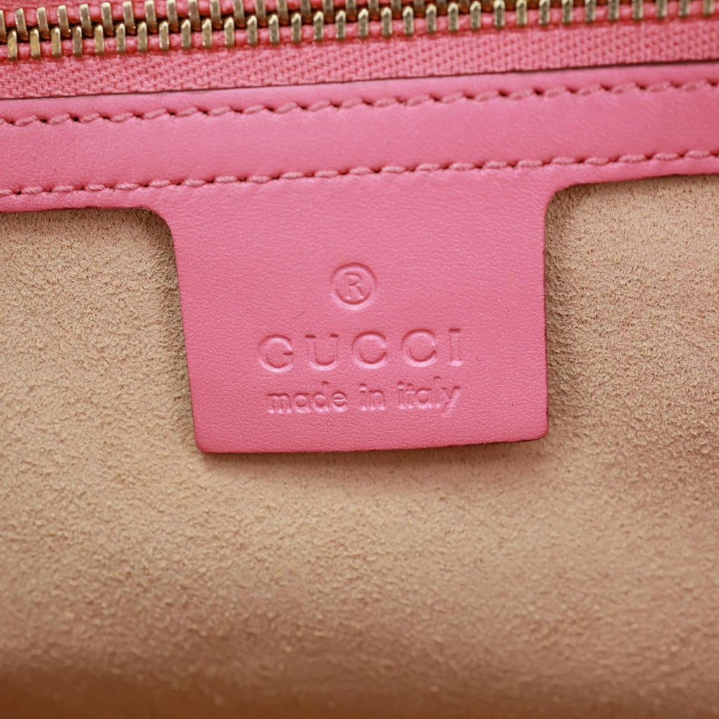 GUCCI GG Signature Leather Boston Bag Pink 428225