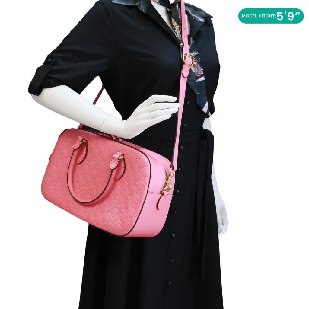 GUCCI GG Signature Leather Boston Bag Pink 428225