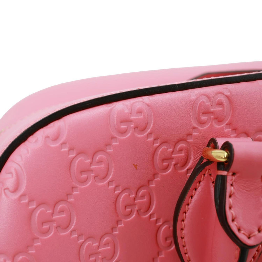 GUCCI GG Signature Leather Boston Bag Pink 428225