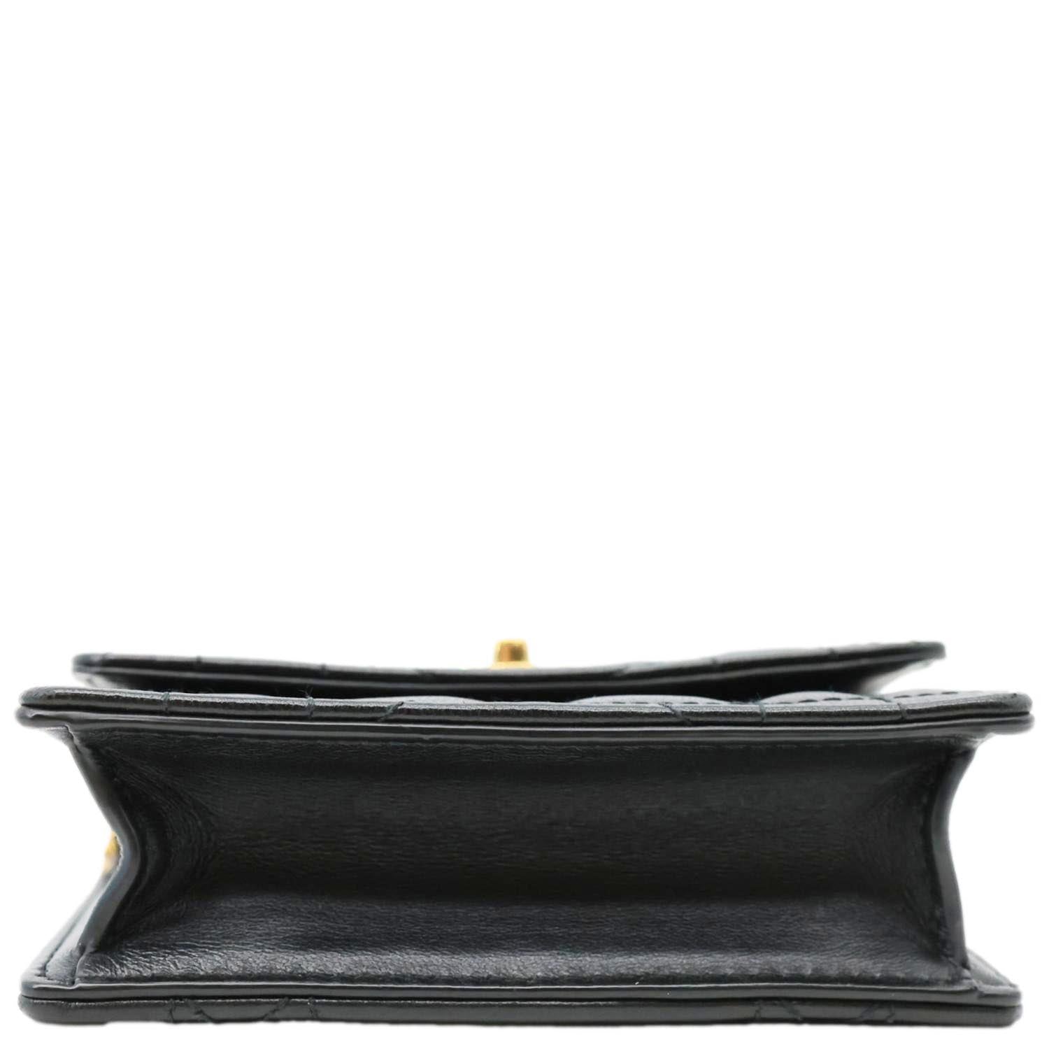 CHRISTIAN DIOR Miss Caro Micro Cannage Lambskin Leather Crossbody Bag Black
