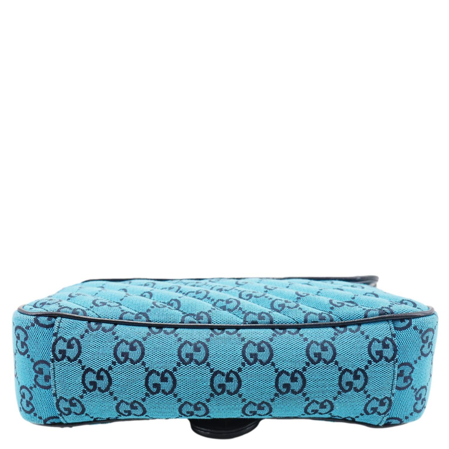 GUCCI GG Marmont Small Matelasse Canvas Shoulder Bag Blue 443497