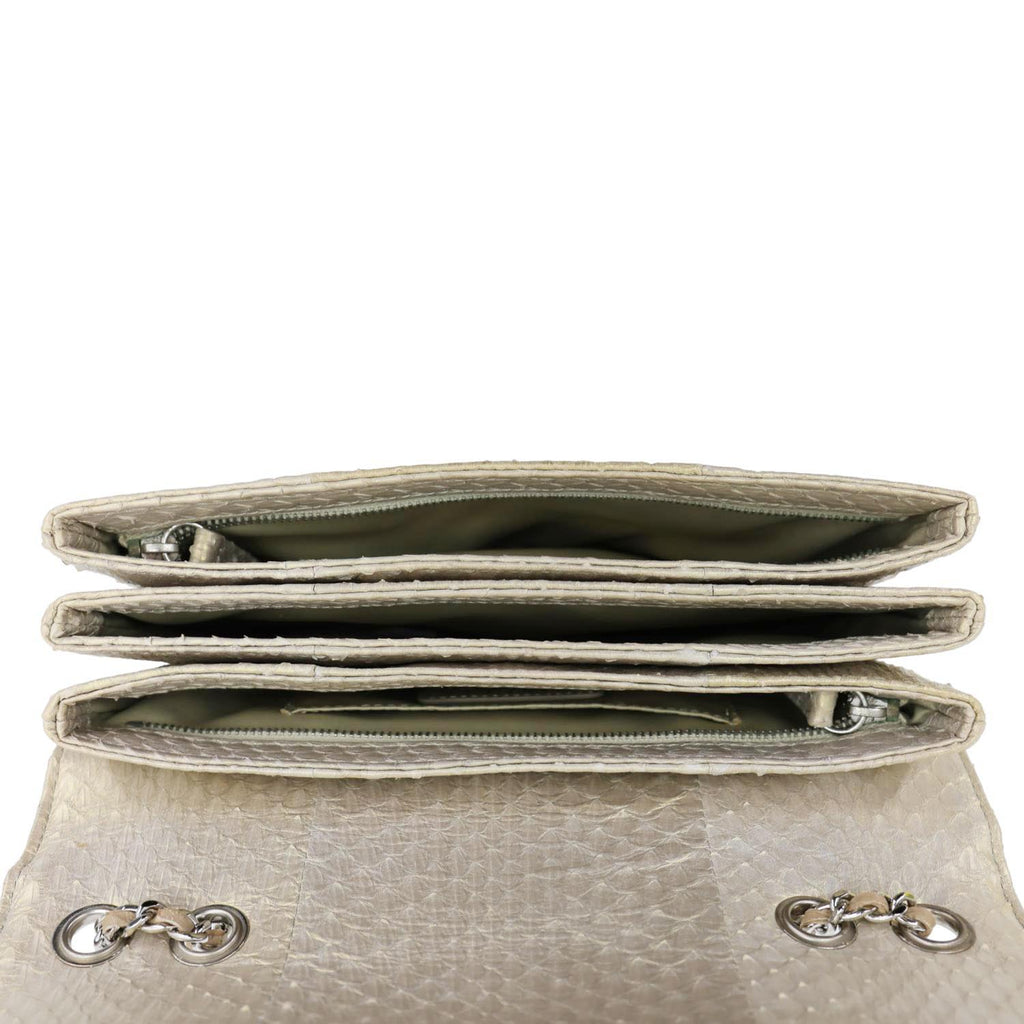 CHANEL Timeless Classic Flap Quilted Python Leather Shoulder Bag Gold
