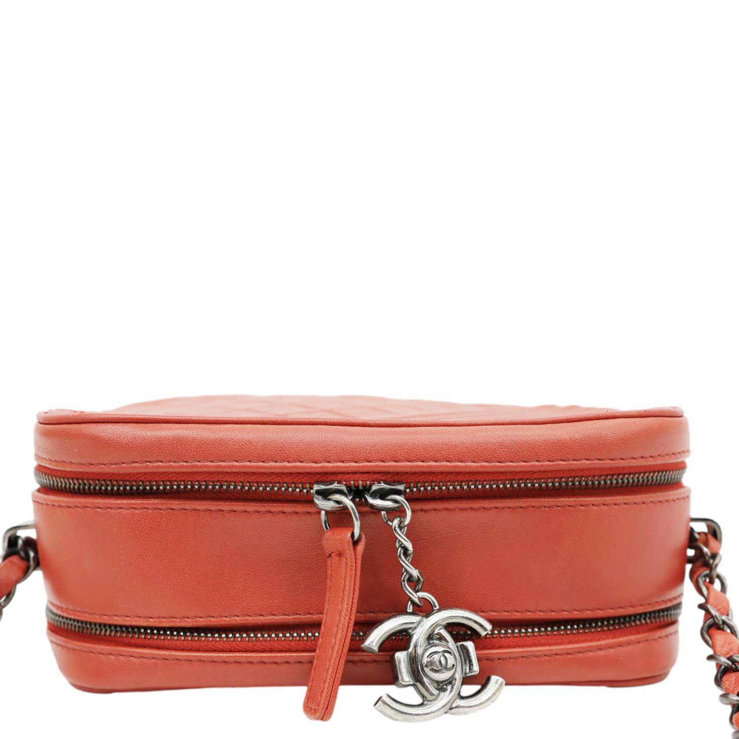 CHANEL Coco Boy Small Quilted Lambskin Camera Case Crossbody Bag Red