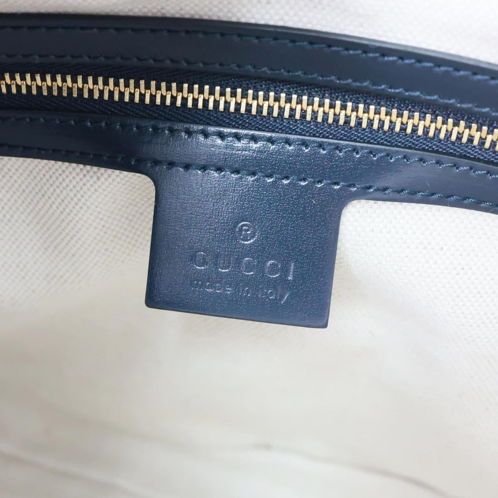 GUCCI Jackie 1961 Small Raffia Straw Lux Shoulder Bag Navy Blue 636706