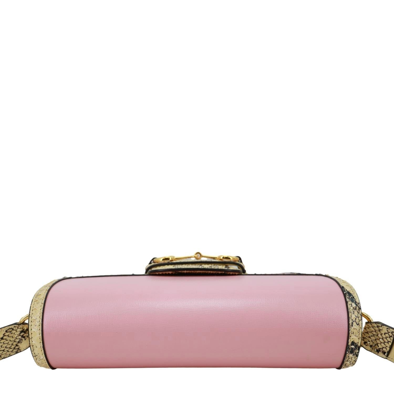 GUCCI Horsebit 1955 Mini Snakeskin Shoulder Bag Pink 602204