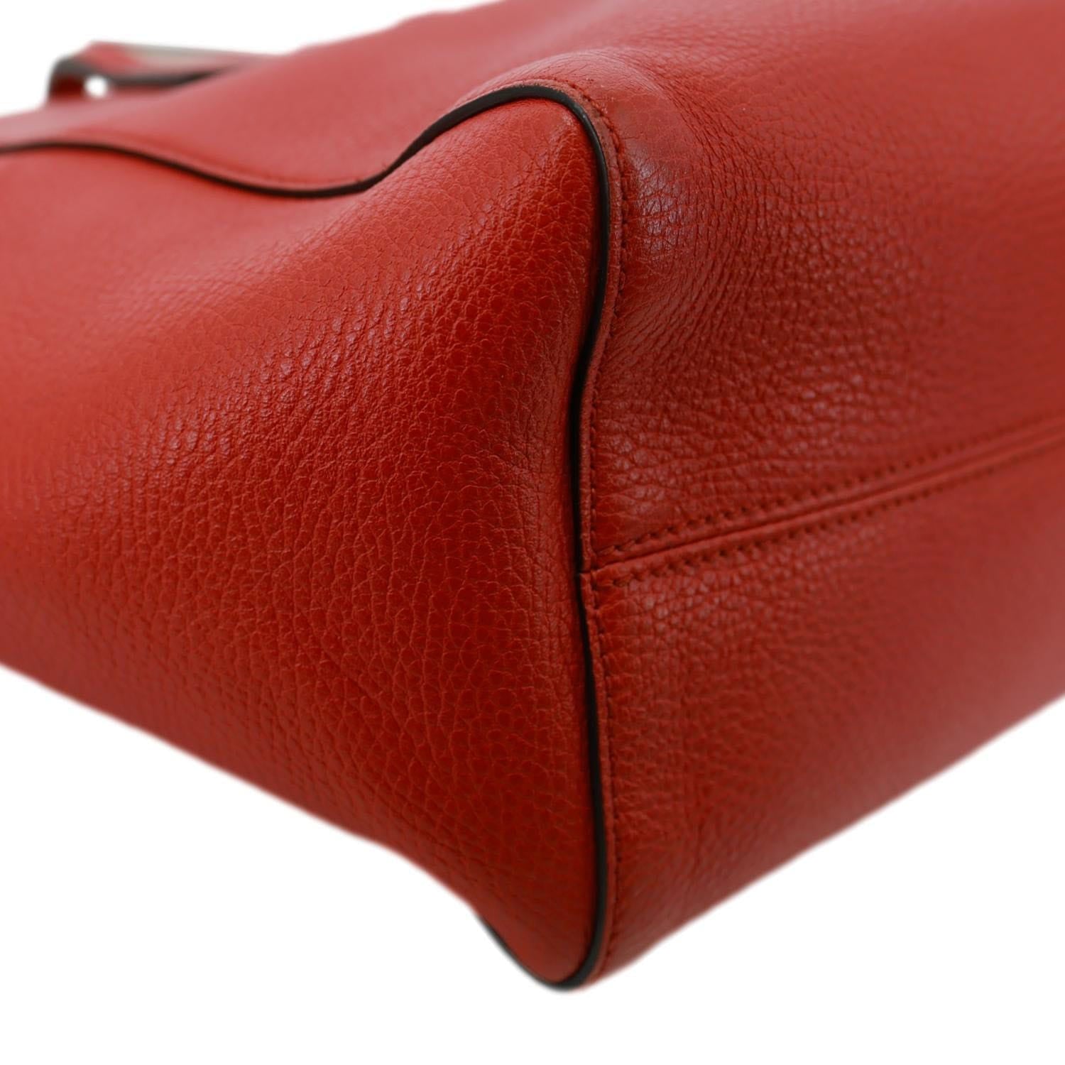 GUCCI Swing Small Pebbled Leather Tote Bag Red 354408