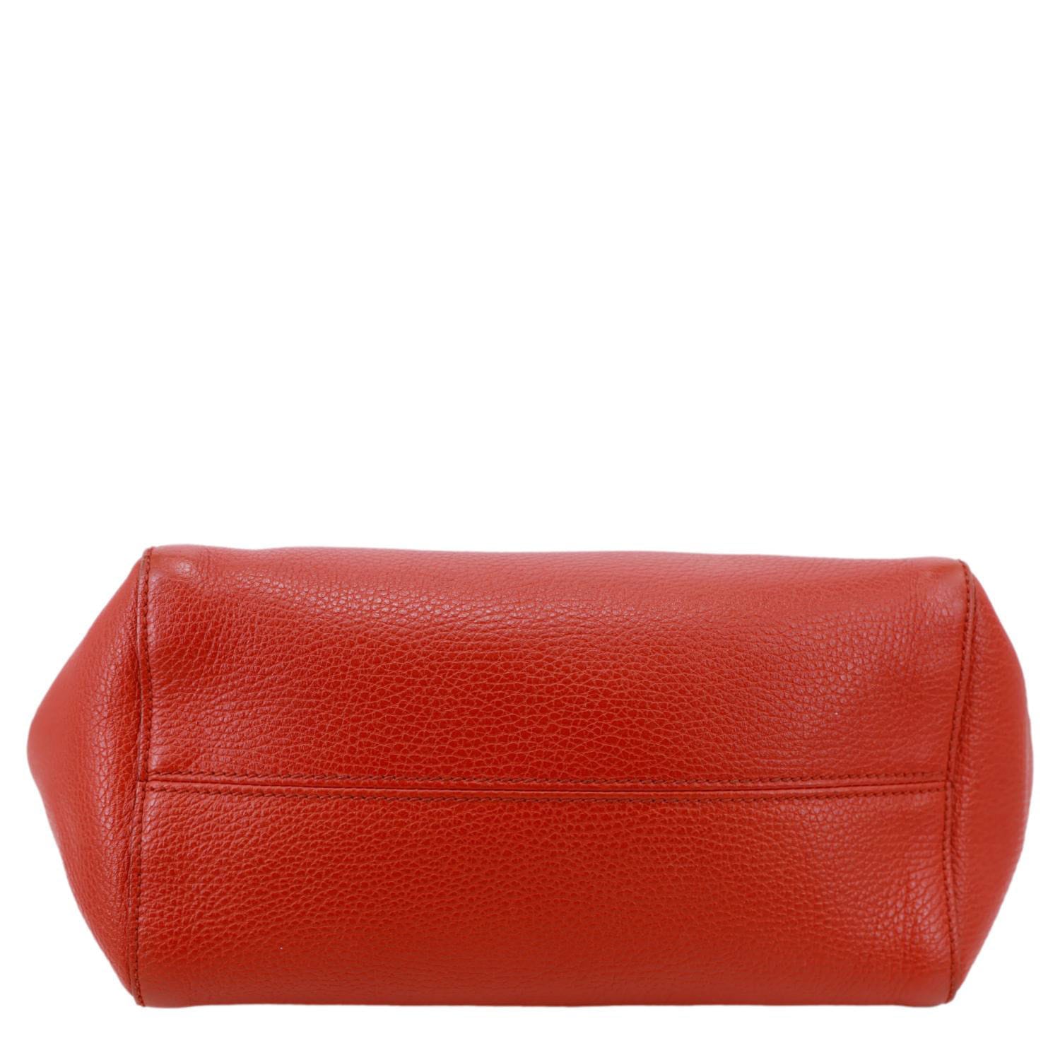 GUCCI Swing Small Pebbled Leather Tote Bag Red 354408