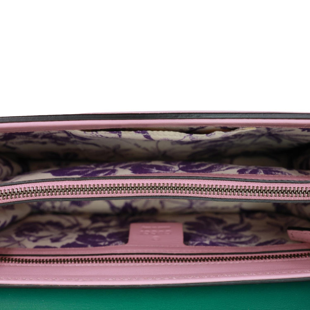 GUCCI Animalier Tiger Head Leather Shoulder Bag Pink 412007