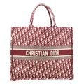 CHRISTIAN DIOR Book Large Oblique Embroidery Canvas Tote Bag Burgundy