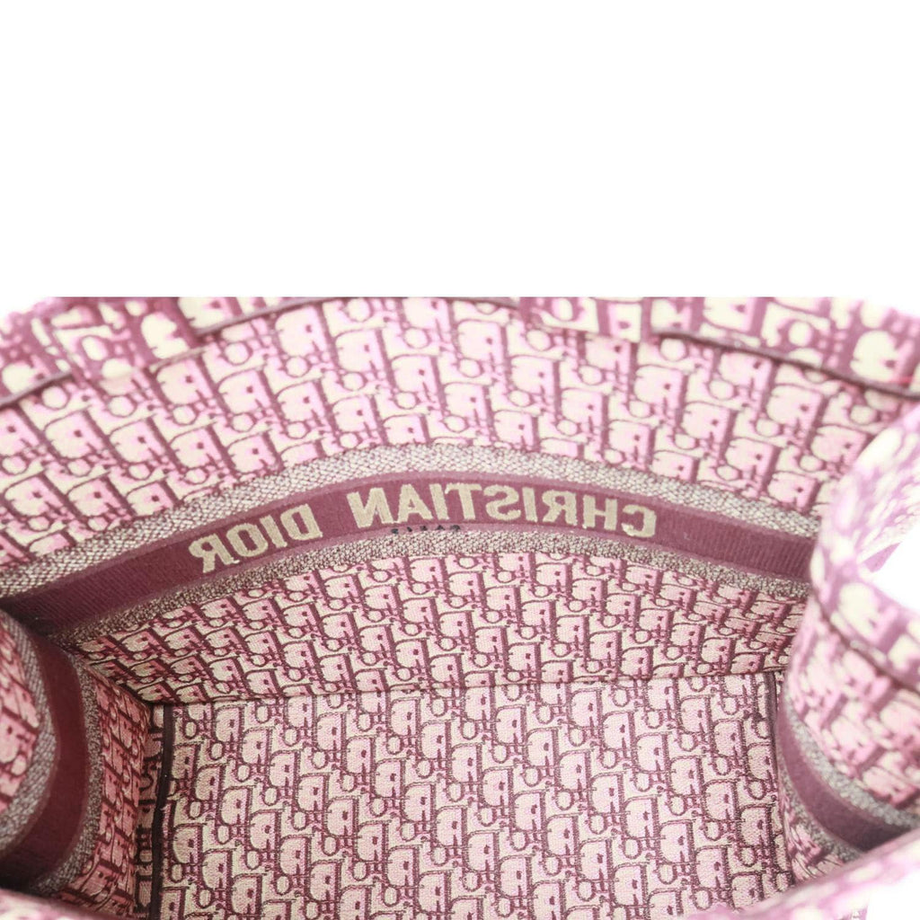 CHRISTIAN DIOR Book Large Oblique Embroidery Canvas Tote Bag Burgundy