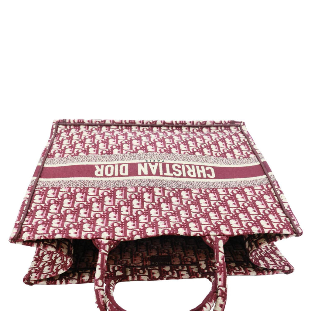 CHRISTIAN DIOR Book Large Oblique Embroidery Canvas Tote Bag Burgundy