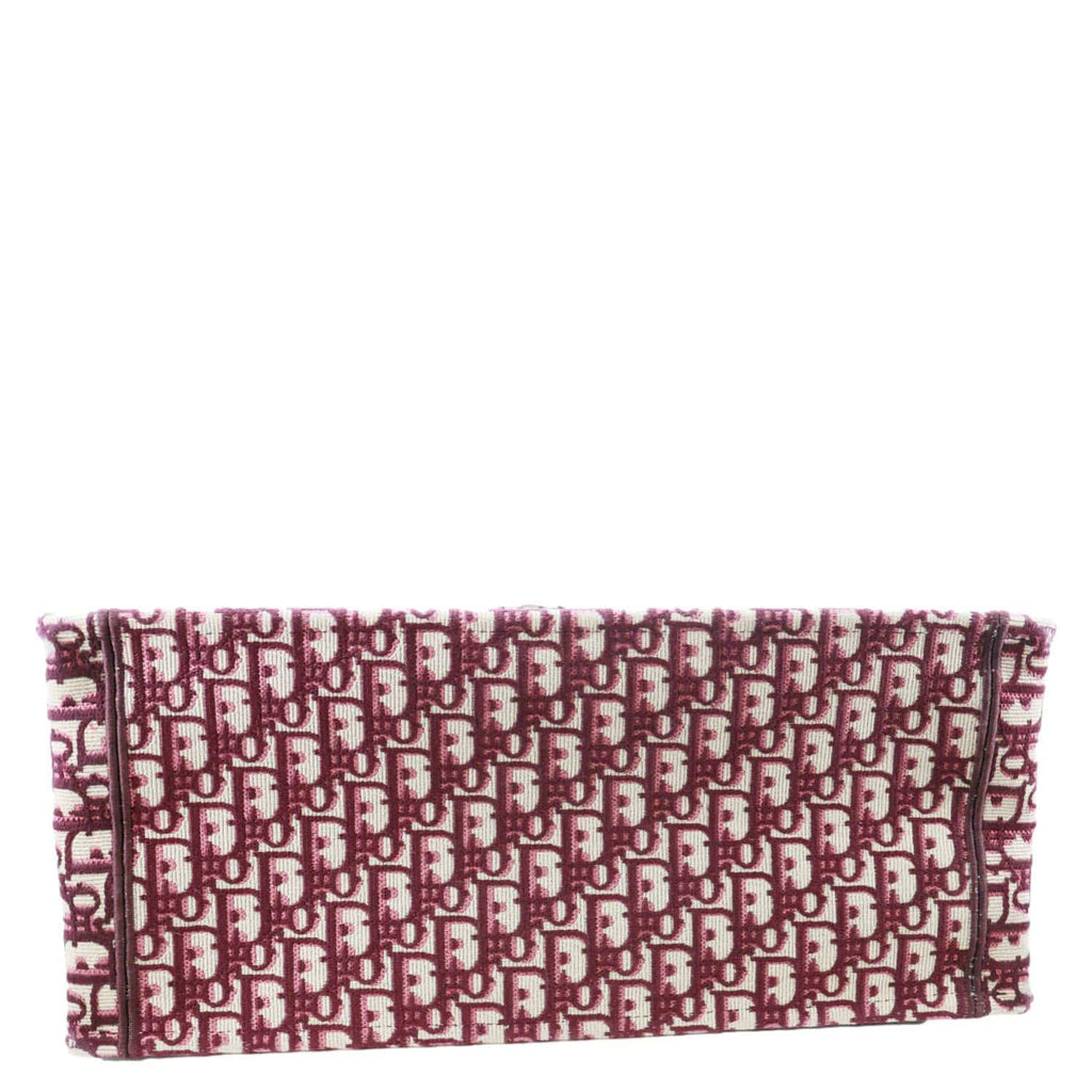 CHRISTIAN DIOR Book Large Oblique Embroidery Canvas Tote Bag Burgundy