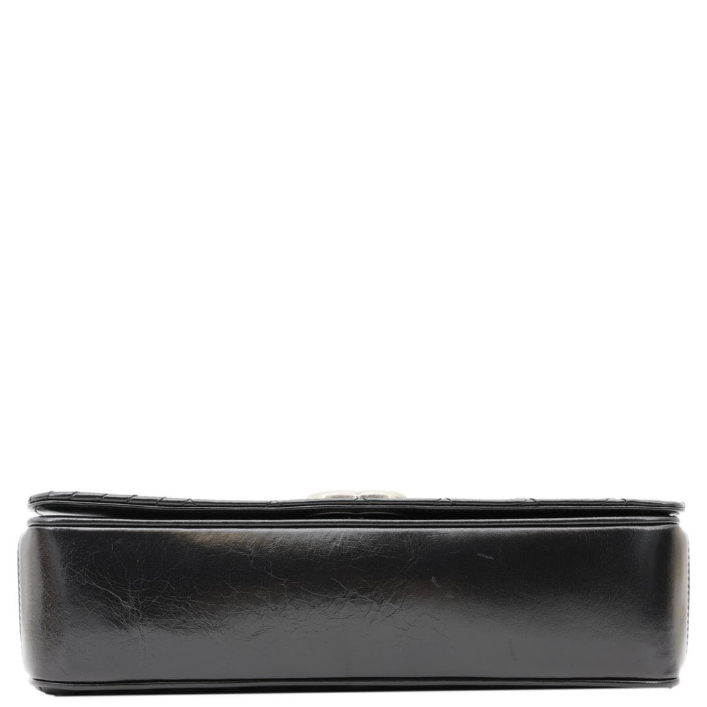 CHANEL Coco Boy Flap Medium Quilted Leather Shoulder Bag Black