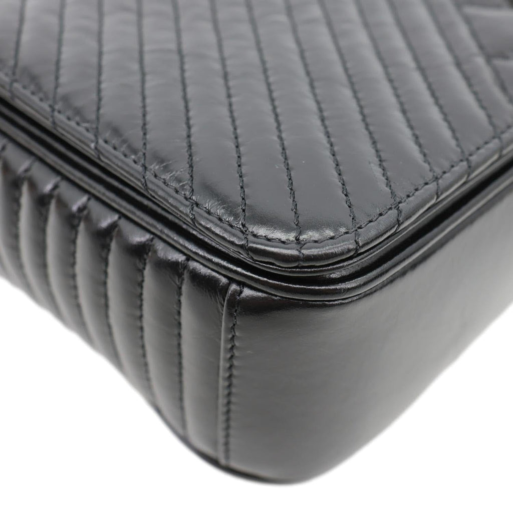CHANEL Coco Boy Flap Medium Quilted Leather Shoulder Bag Black