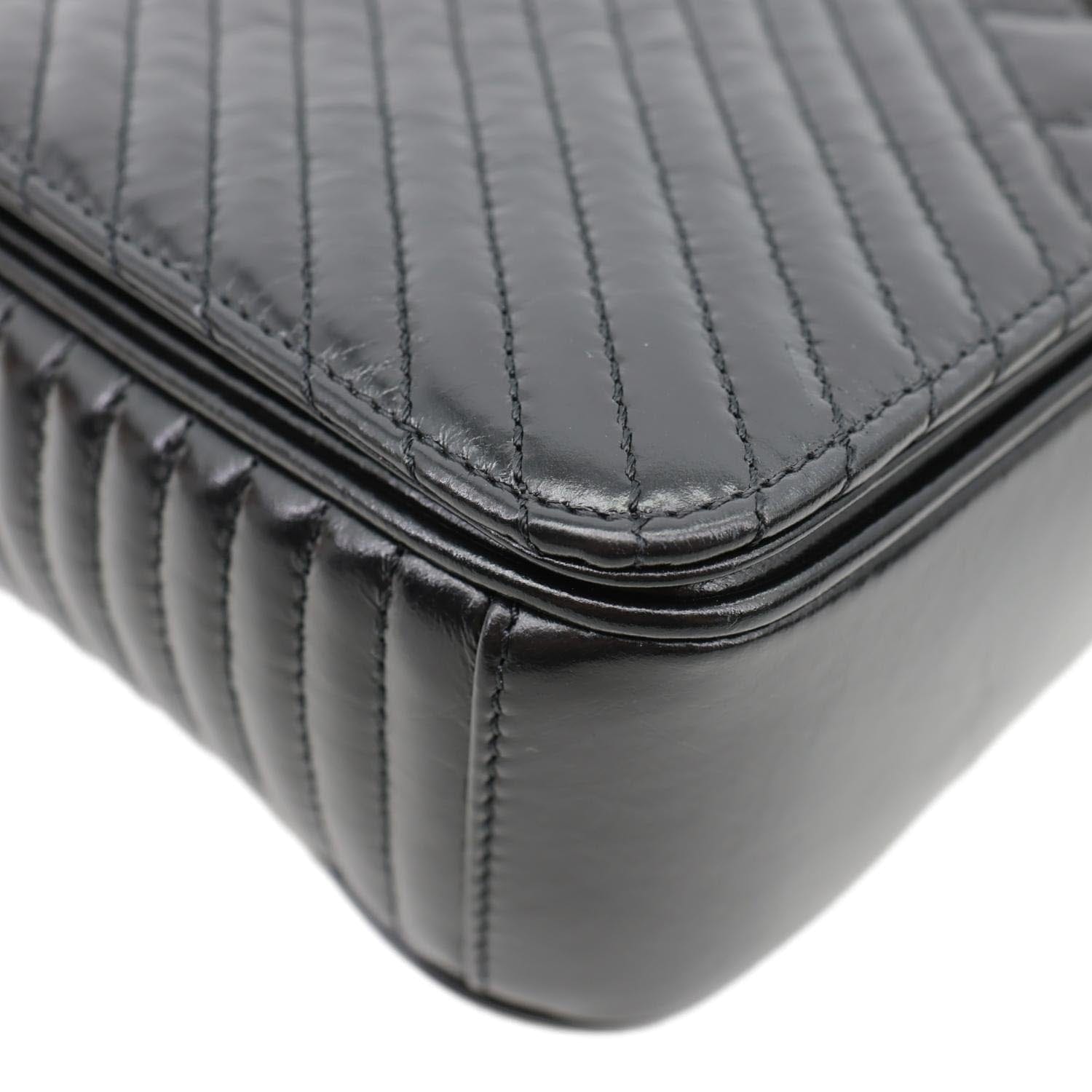 CHANEL Coco Boy Flap Medium Quilted Leather Shoulder Bag Black