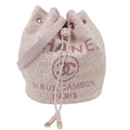 CHANEL Deauville Lurex Boucle Drawstring Bag Pink