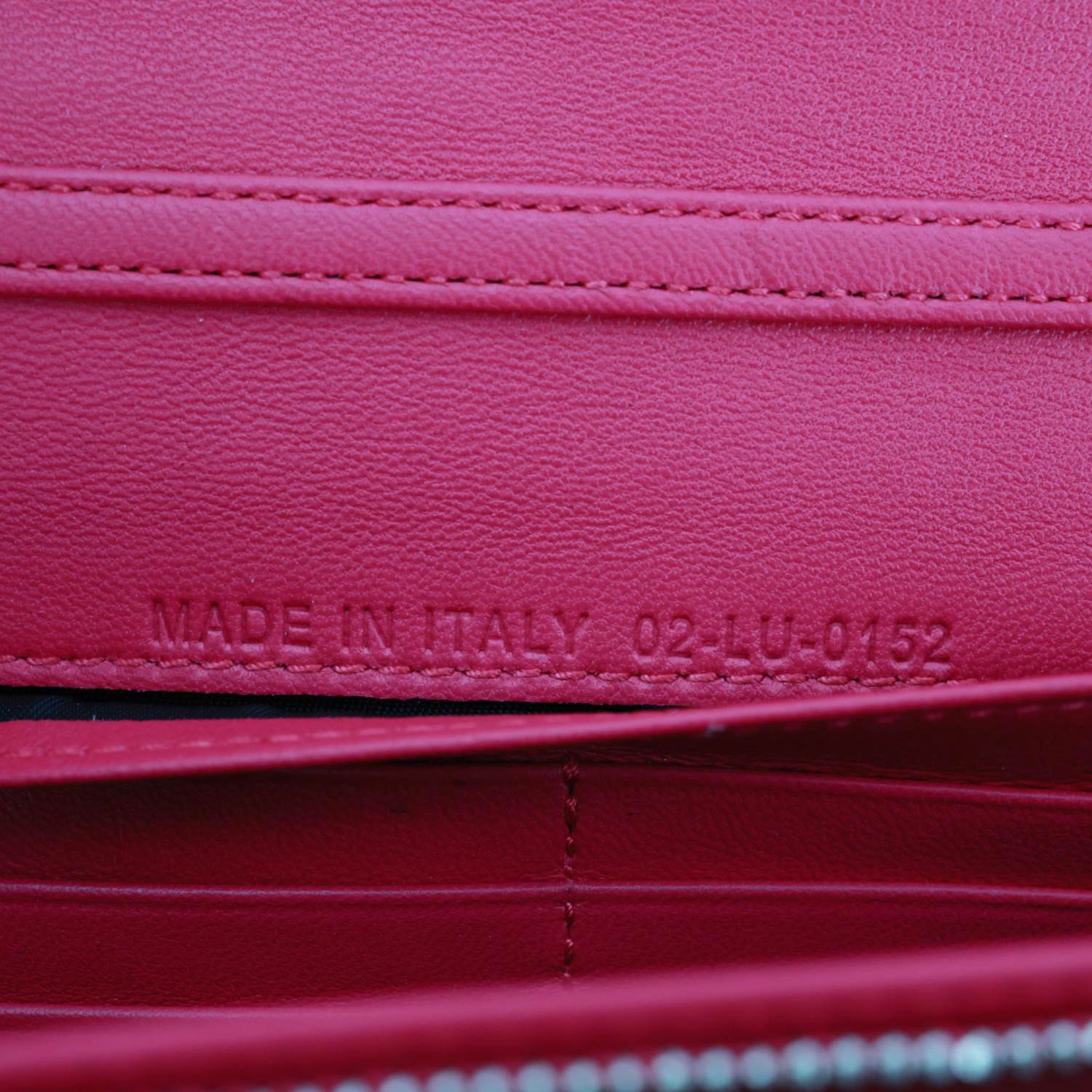 CHRISTIAN DIOR Lady Dior Quilted Cannage Leather Wallet On Chain Pink