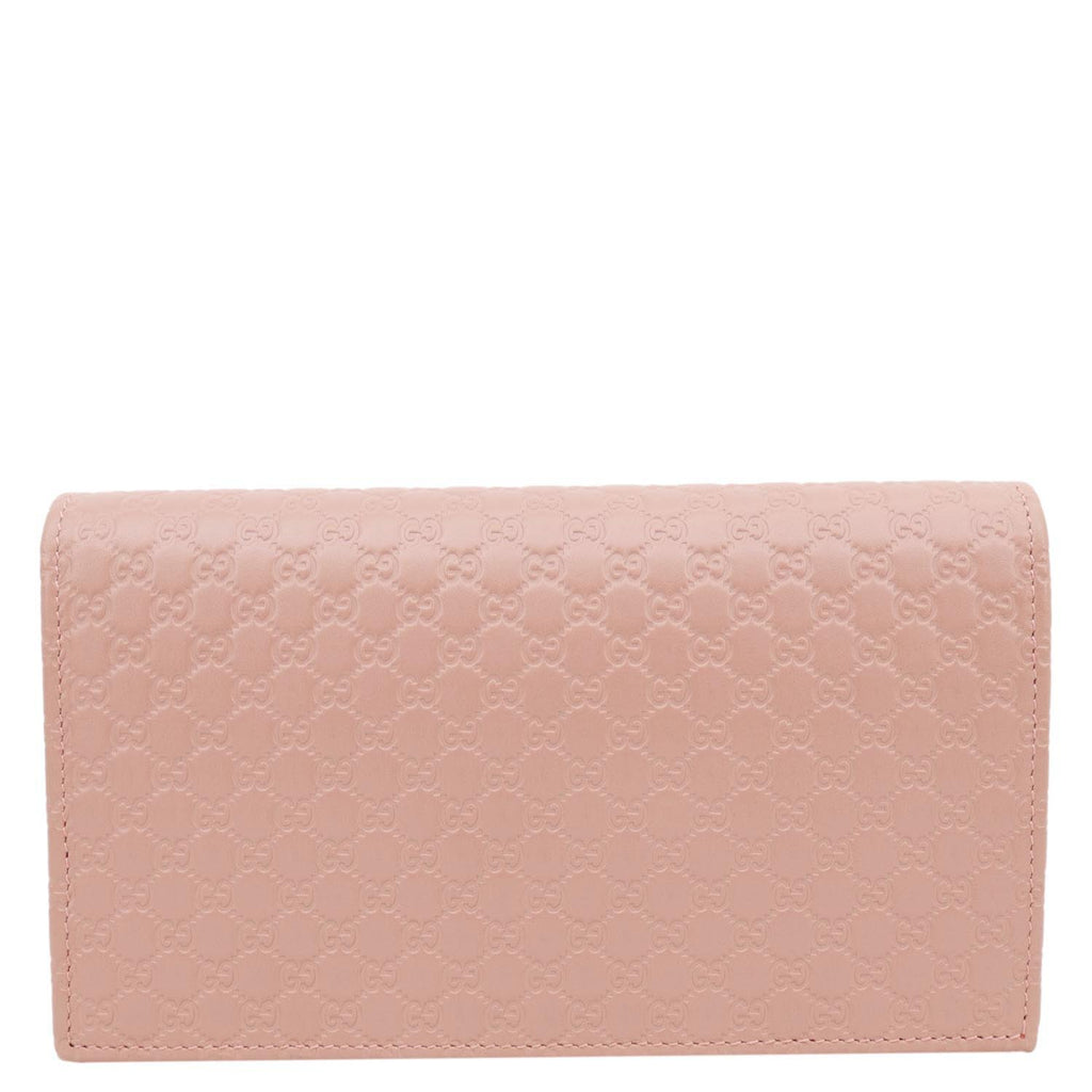 GUCCI GG Micro Leather Crossbody Wallet Pink 466507