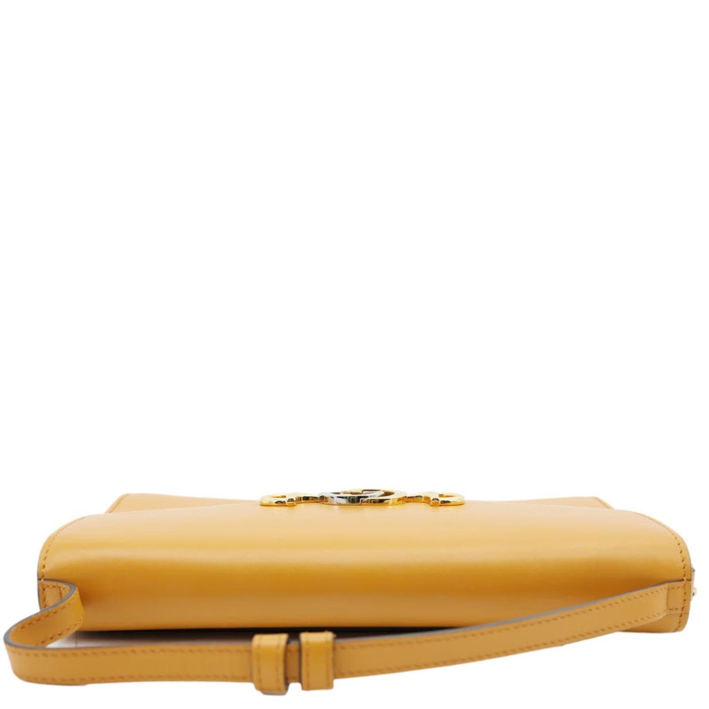 GUCCI Zumi Flap Smooth Leather Shoulder Bag Yellow 572375