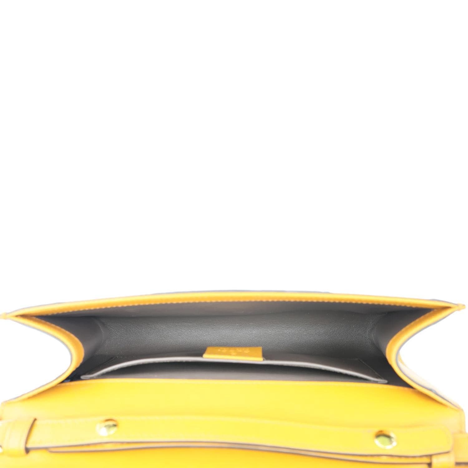 GUCCI Zumi Flap Smooth Leather Shoulder Bag Yellow 572375